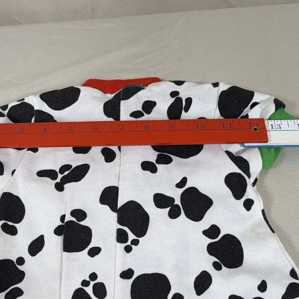 Vintage Buster Brown Baby 12M Cow Print Romper Coveralls Made in USA - 80s?
